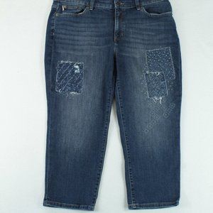 Chaps Jean's Women's Size 14 Blue Denim With Patches